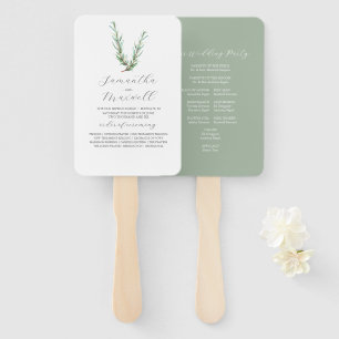 Abanico Programas de Boda de Acuarela Vegetación Rosemaria