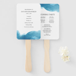 Abanico Programas de boda de lavado azul
