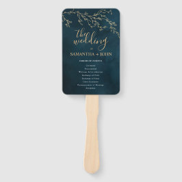 Abanico Programas de Boda Elegante Botánica Verde Esmerald