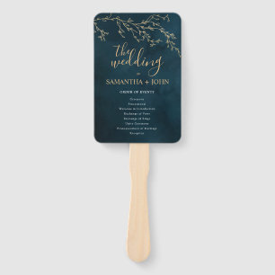 Abanico Programas de Boda Elegante Botánica Verde Esmerald