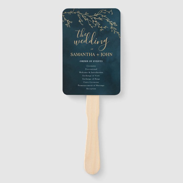 Abanico Programas de Boda Elegante Botánica Verde Esmerald (Anverso)