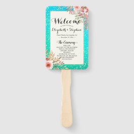 Abanico Programas de boda Modernos puntos de oro Verde azu