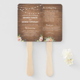 Abanico Programas de bodas de flores y madera rústica
