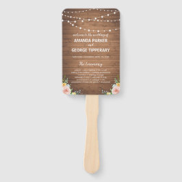 Abanico Programas de bodas de flores y madera rústica