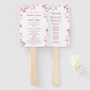 Abanico Programas de ceremonias de Boda de orquídeas púrpu