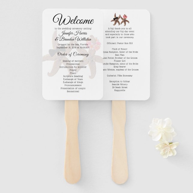 Abanico Programas de fans de Starfish Bride n Groom White (Anverso y reverso)