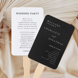 Abanico Programas de matrimonio moderno Minimalista negro