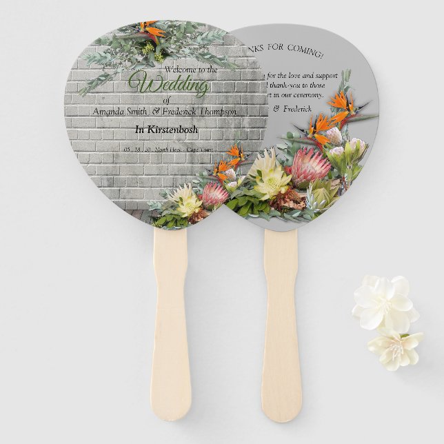 Abanico Protea - Flor Strelitzia (Anverso y reverso)