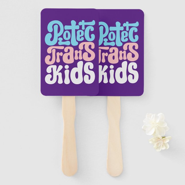 Abanico Proteger a los fans de mano transgénero para niños (Anverso y reverso)