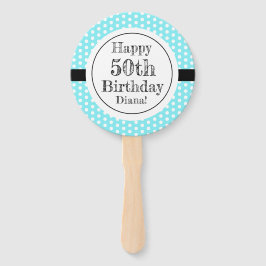 Abanico Puntos De Polka De 50 Años Azul Y Blanco