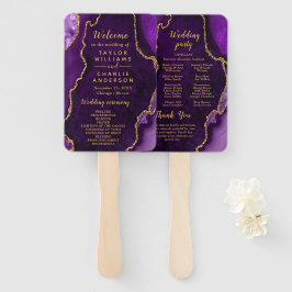 Abanico Purple and Gold Agate Wedding Program