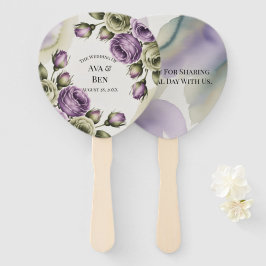 Abanico Purple and Sage Green Roses Watercolor Wedding
