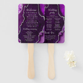 Abanico Purple and Silver Agate Wedding Program