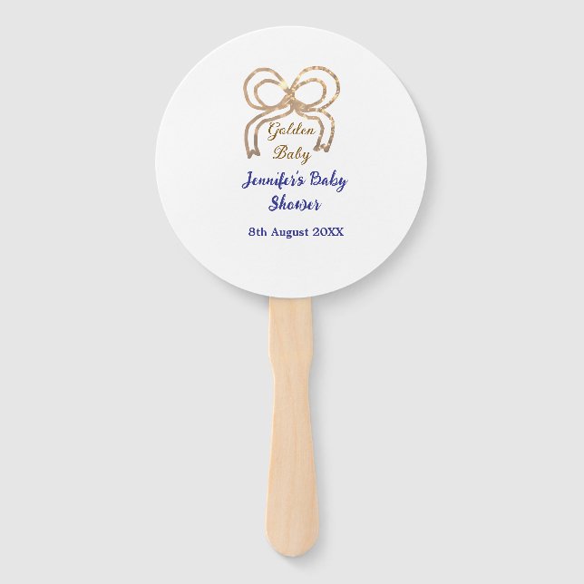 Abanico Purpurina bebé dorado proa ducha real azul bebé (Anverso)