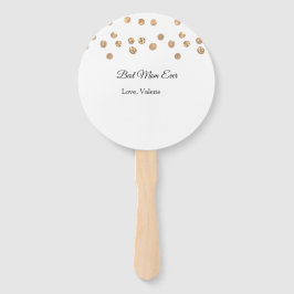 Abanico Purpurina de bolas doradas mejor mamá jamás agrega