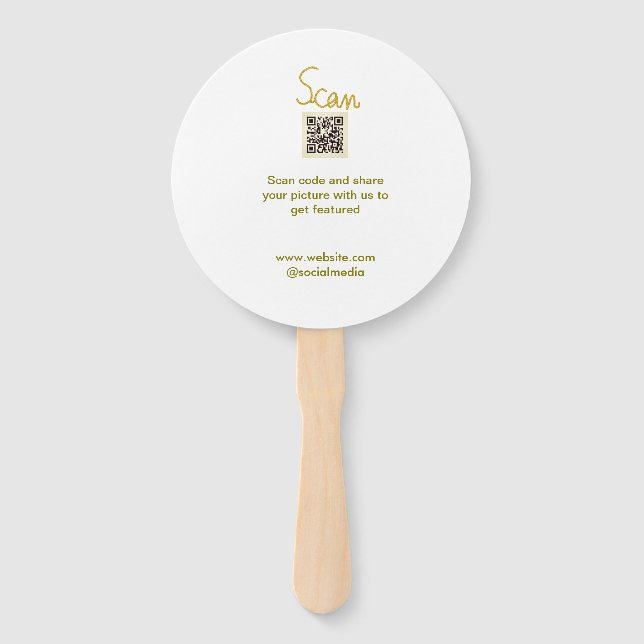 Abanico Purpurina de código QR de exploración dorada llama (Anverso)