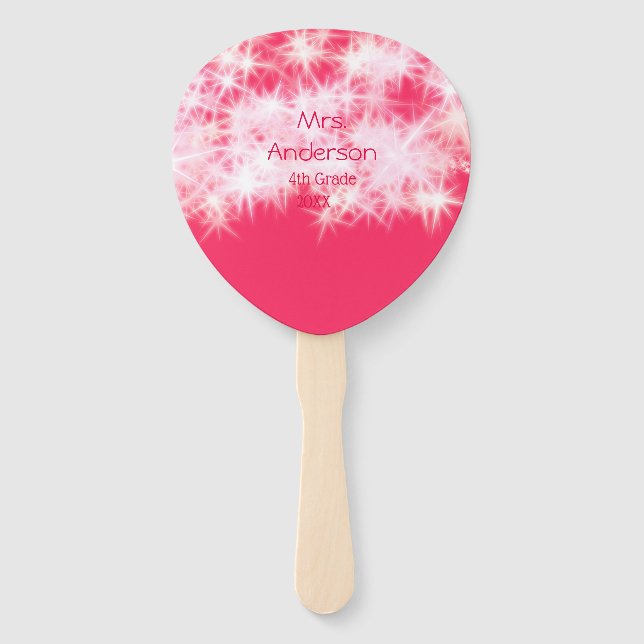 Abanico Purpurina rosa rojo chisporroteando De vuelta al m (Anverso)