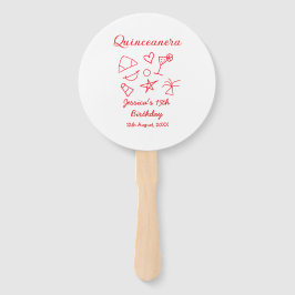 Abanico Quinceanera 15th birthday red beach party tree sun