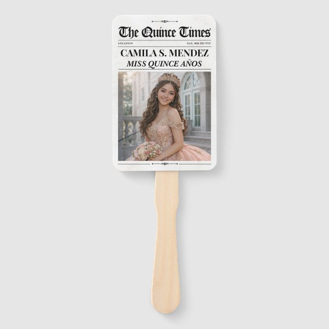 Abanico Quinceañera Hand Fans, 15th Birthday Newspaper (Anverso)