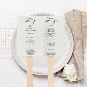 Abanico Rama de oliva verde acuarela moderna