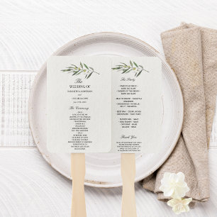 Abanico Rama verde oliva de agua simple