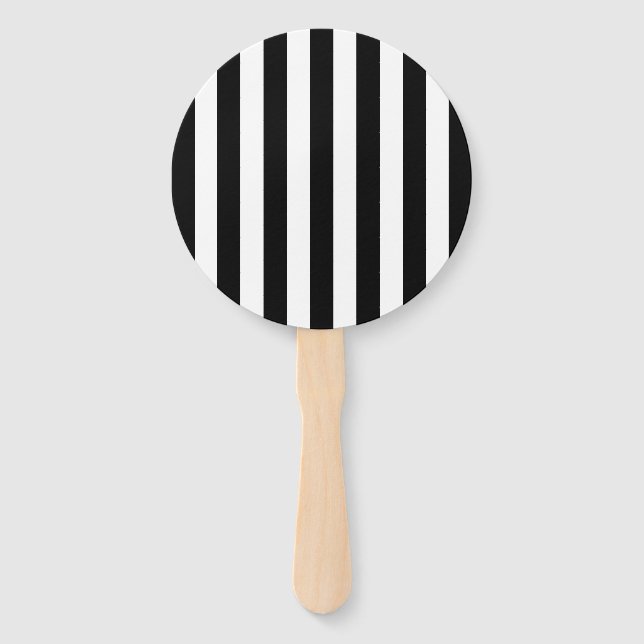 Abanico Rayas verticales de moda Banda Negra Y Blanca (Anverso)