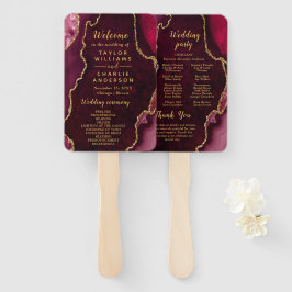 Abanico Red and Gold Agate Wedding Program