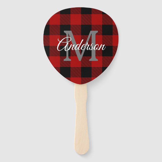 Abanico Red Buffalo Plaid | Personal Inicial | Regalo (Anverso)