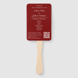 Abanico Red Modern Wedding Ceremony Program Hand fans
