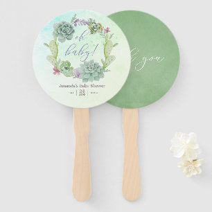 Abanico Regalo de ducha de bebé de cactus acuarela suculen