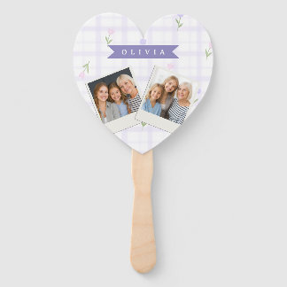Abanico Regalo Personalizado de Nombre Floral con Cuadros