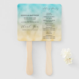 Abanico Relieve metalizado Aqua y Gold Ombre