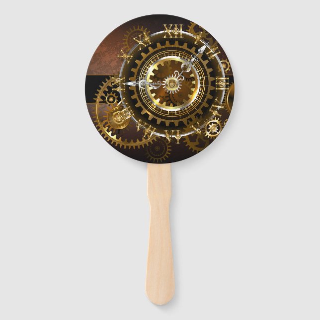 Abanico Reloj de vapor con engranajes antiguos (Anverso)