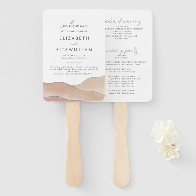 Abanico Resumen de la acuarela de Boho | Programa de bodas (Anverso y reverso)