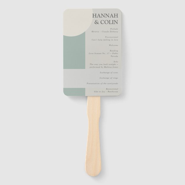 Abanico Resumen Geométrico Moderno Boho Taupe Gris Verde P (Anverso)