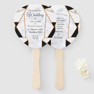 Abanico Resumen moderno de oro negro sobre mármol blanco