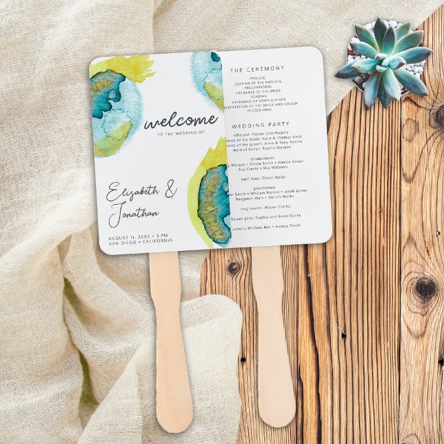 Abanico Resumen Programa de Boda Única de Arte de Acuarela (Subido por el creador)