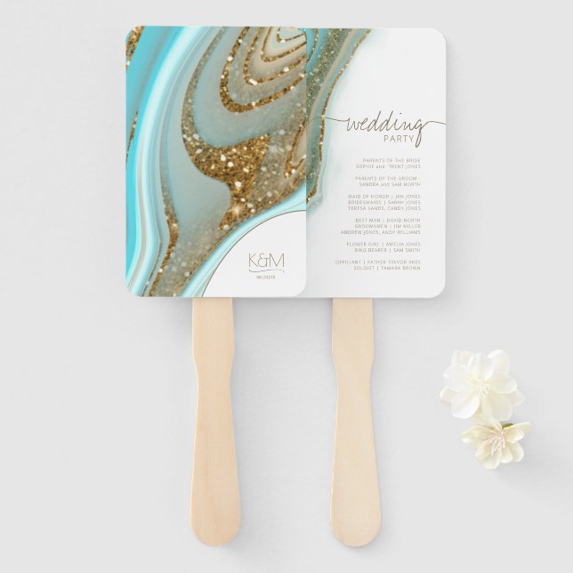 Abanico Resumen Purpurina Strata Wedding Party ID903 (Anverso y reverso)