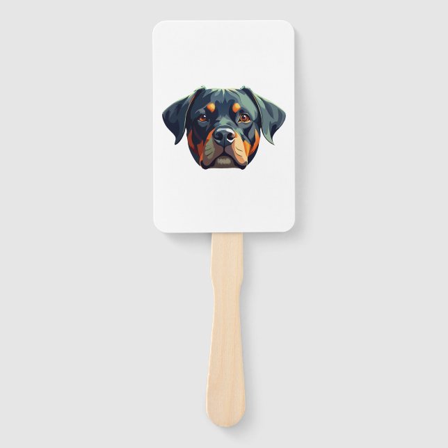 Abanico Retrato moderno de Rottweiler - Estilo de perro ve (Anverso)