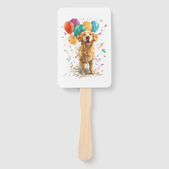 Abanico Retriever Payaso � Perro de Circo con Globos (Anverso)