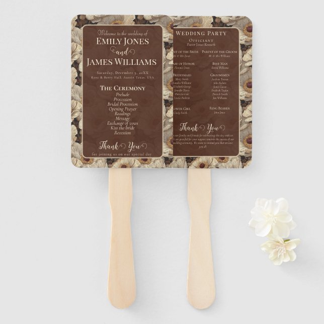 Abanico Retro Anemones Sparkle Destination Wedding (Anverso y reverso)