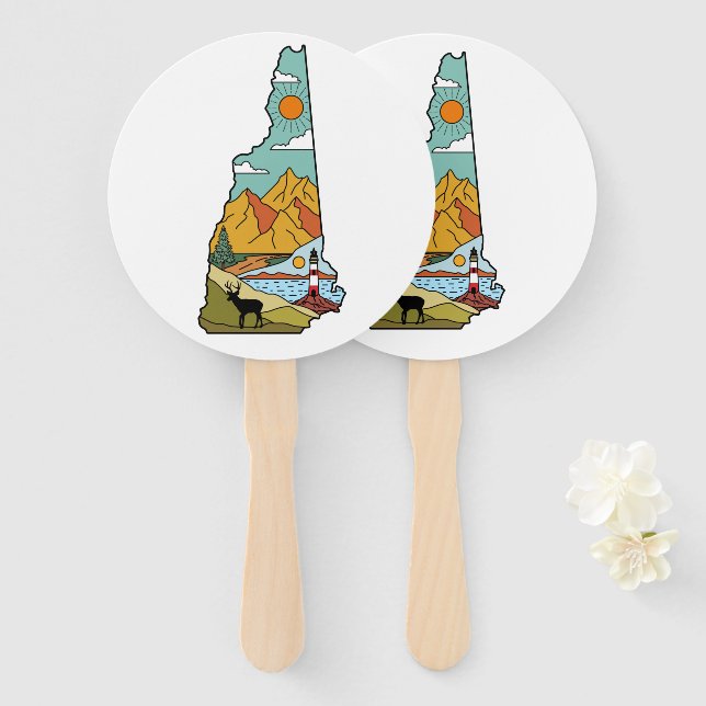 Abanico Retro Concord New Hampshire White Mountain (Anverso y reverso)