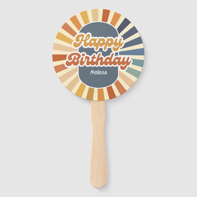Abanico Retro Sun Groovy Wave Happy Birday (Reverso)