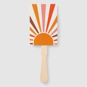 Abanico Retro Sun Rays Naranja de la puesta de sol rojo am