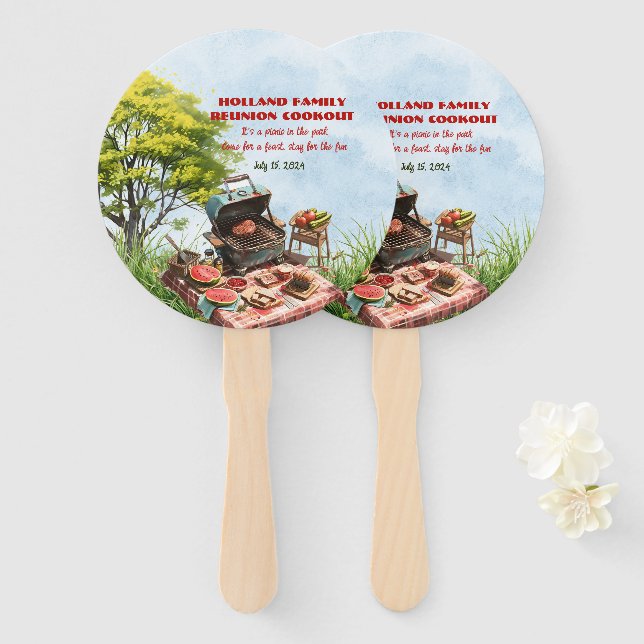 Abanico Reunión familiar en el grupo de fans del parque (Anverso y reverso)