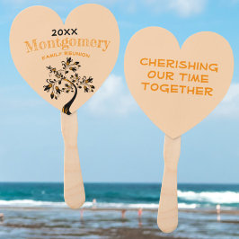 Abanico Reunión familiar Naranja negro de árbol floral mod