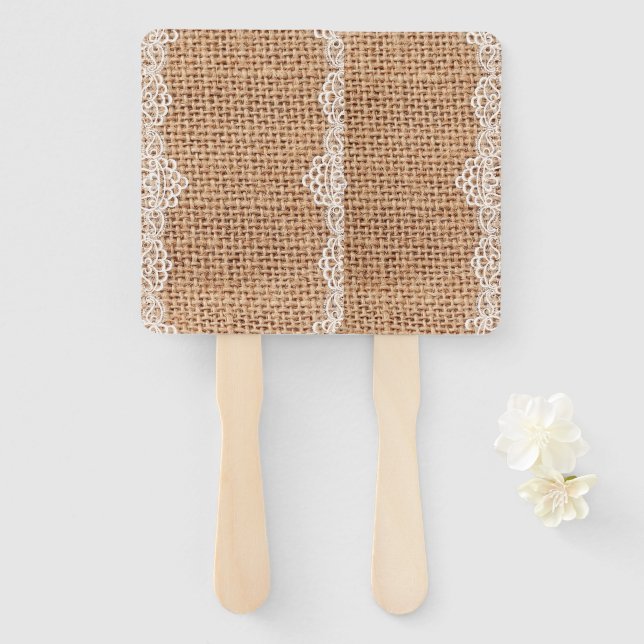 Abanico Robo rústico de bupón con encaje blanco. (Anverso y reverso)