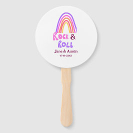 Abanico Rock & roll wedding add couple name retro rainbow