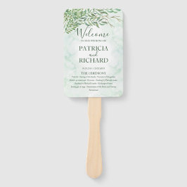 Abanico Romance Greenery Boda Wedding Program