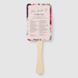 Abanico Romantic Floral Bouquet Pink Wedding Program Fan